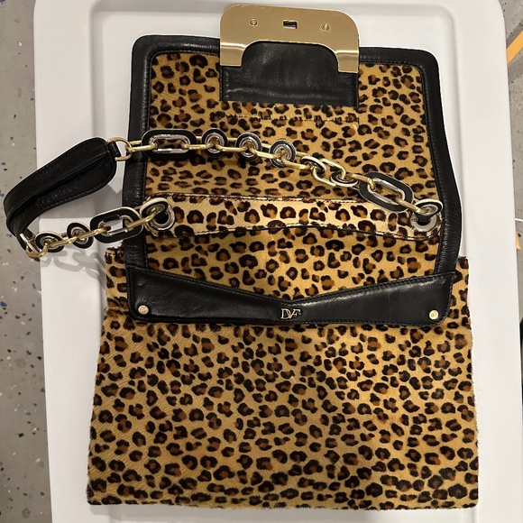 Diane Von Furstenberg Vintage Leopard Pony Hair Handbag - Picture 9 of 12